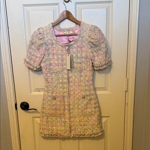 LoveShackFancy Multicolor Tweed Mini Dress